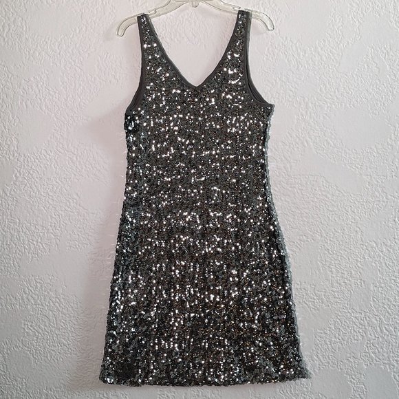 INC International Concepts Silver Sequin Sleeveless Dress Size Petite Small - Picture 7 of 11